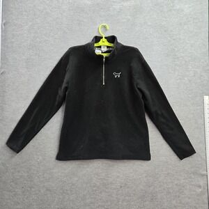PINK Victoria's Secret Women Sweatshirt L Black Dog Logo Embroidery Fleece
